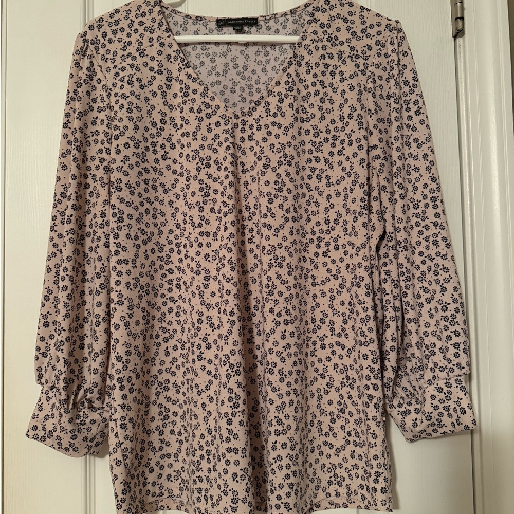 Adrianna Papell Pink and Black Floral Blouse